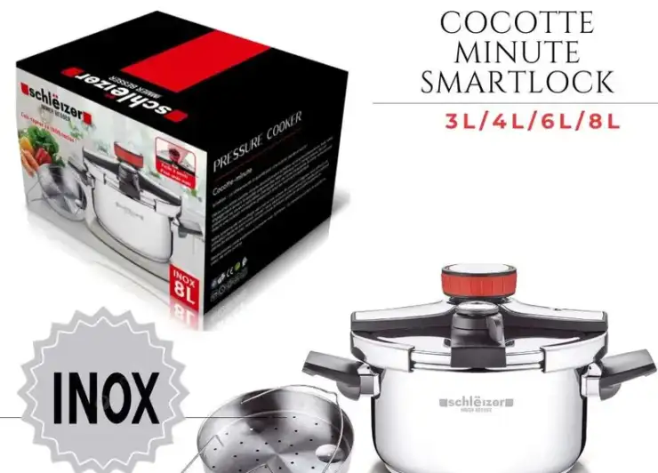 Cocotte-Minute Inox Schleizer SmartLock – 4L / 6L / 8L | Haute Pression & Sécurité